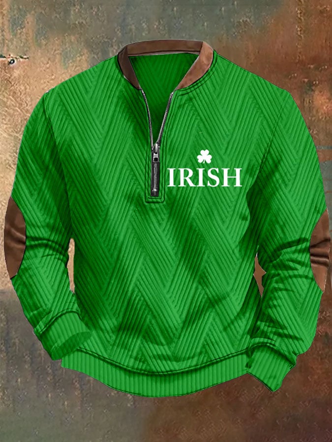 Men's St. Patrick's clover jacquard zip-up sweatshirt