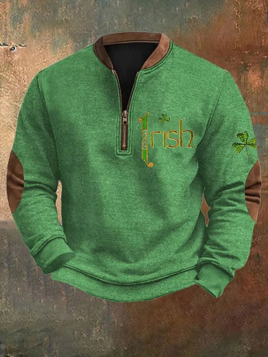 Men's St. Patrick's Day Irish Shamrock Zip-Up Sweatshirt