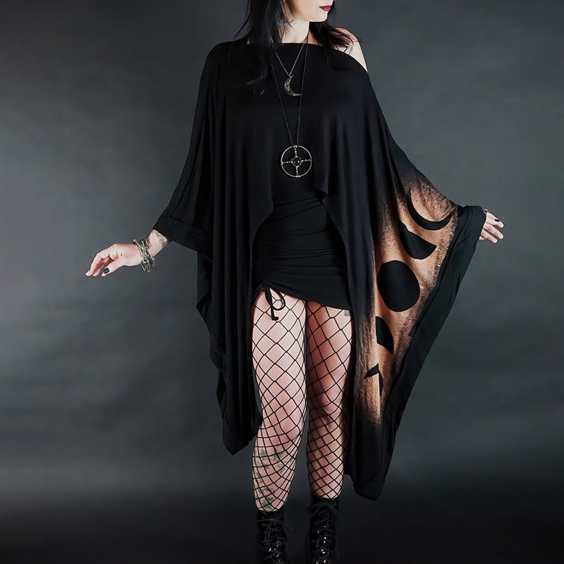 Extra Long Kimono Sleeve Moon Phase Top