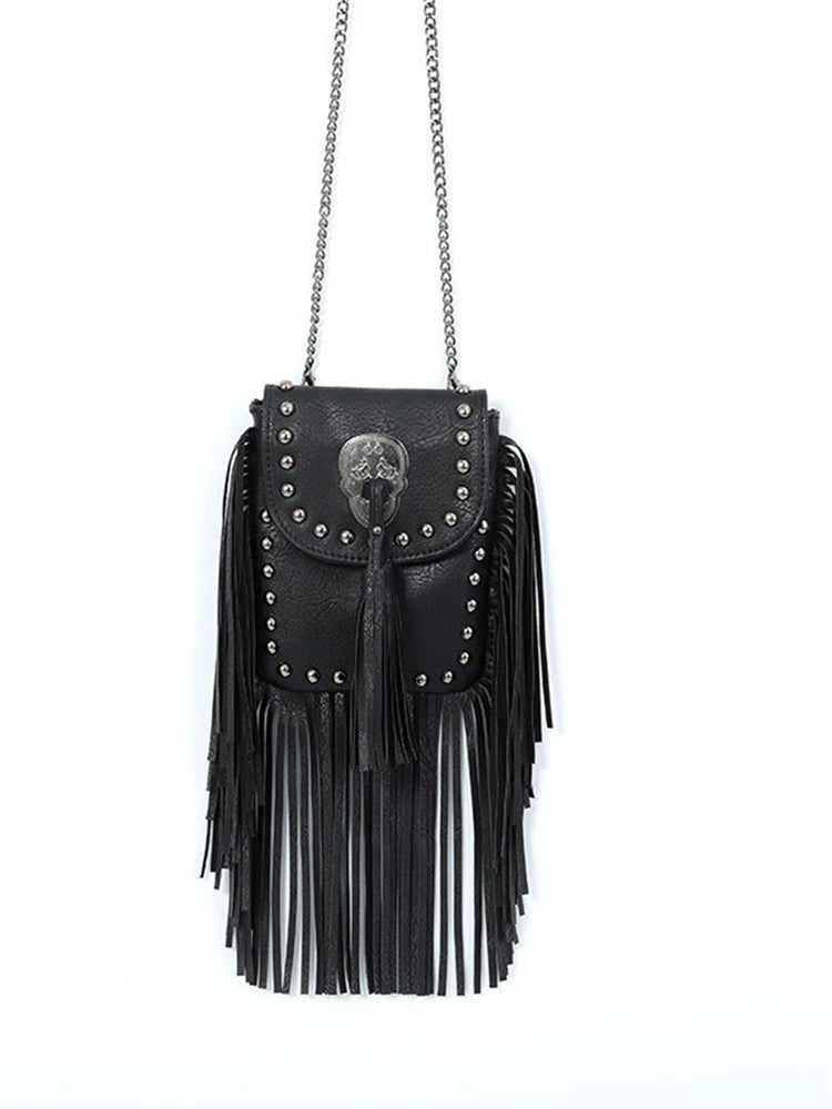 Vintage Studded Tassels Crossbody Bag