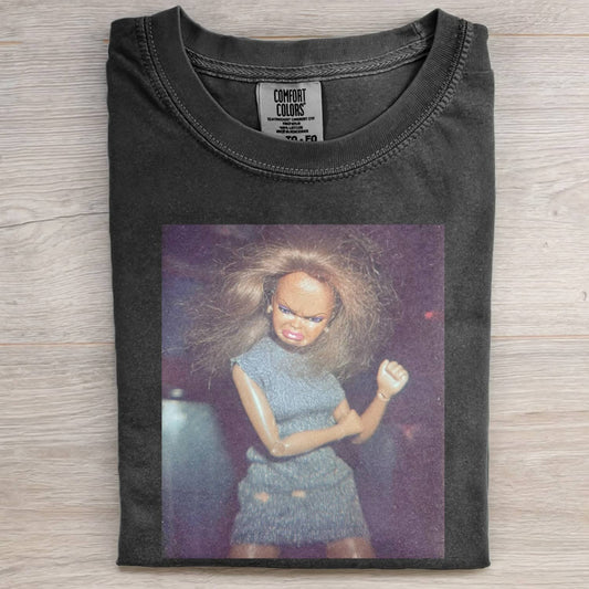 BLACK DOLL FACE PARTY MOOD POV TEE