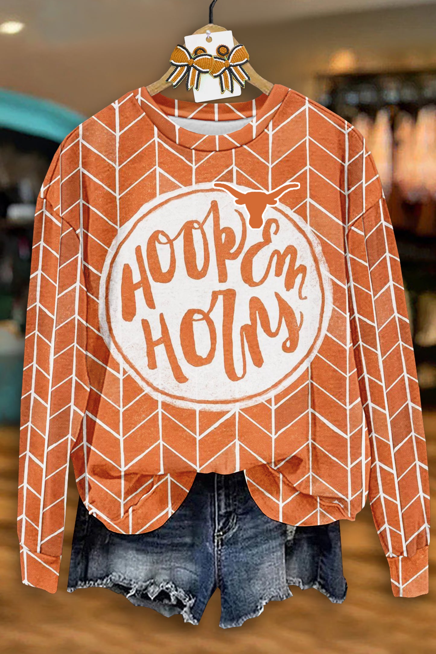 Fresh Texas Longhorns Game Day Print Sweatshirt