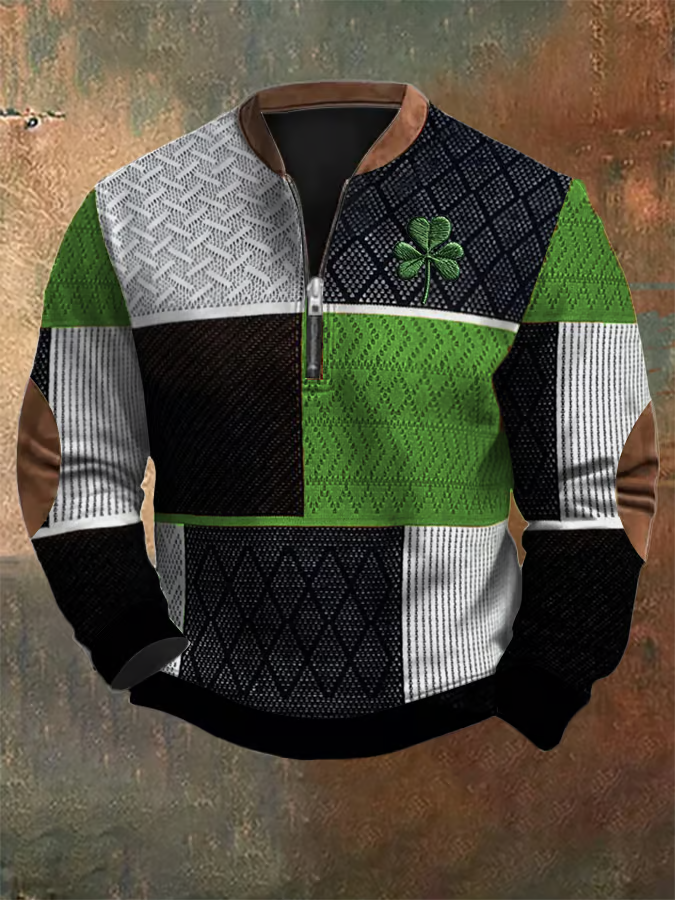 Men's St. Patrick's Day Print Zip-Up Sweatshirt