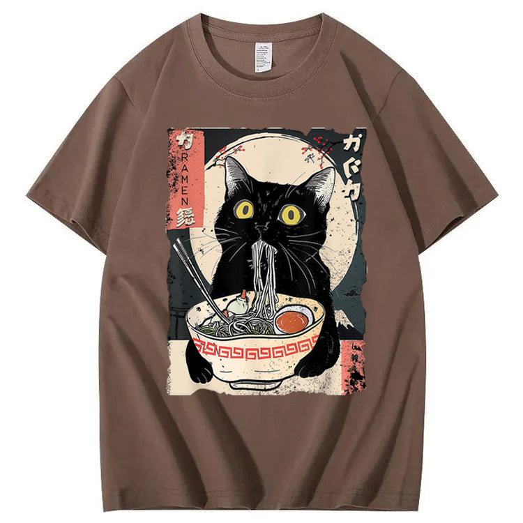Ramen Cat Japanese Art 100% Cotton T-Shirt
