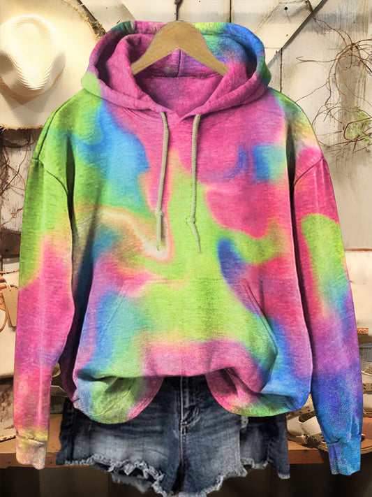 Retro Colorful Water Dye Casual Sweatshirt