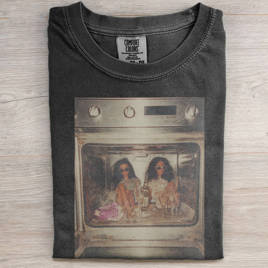 OVEN, DRINKING ALCOHOL, SUNGLASSES, BARBIECORE TEE