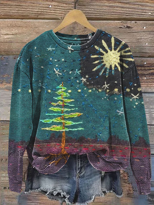 Christmas Tree Art Print Casual  Sweatshirt