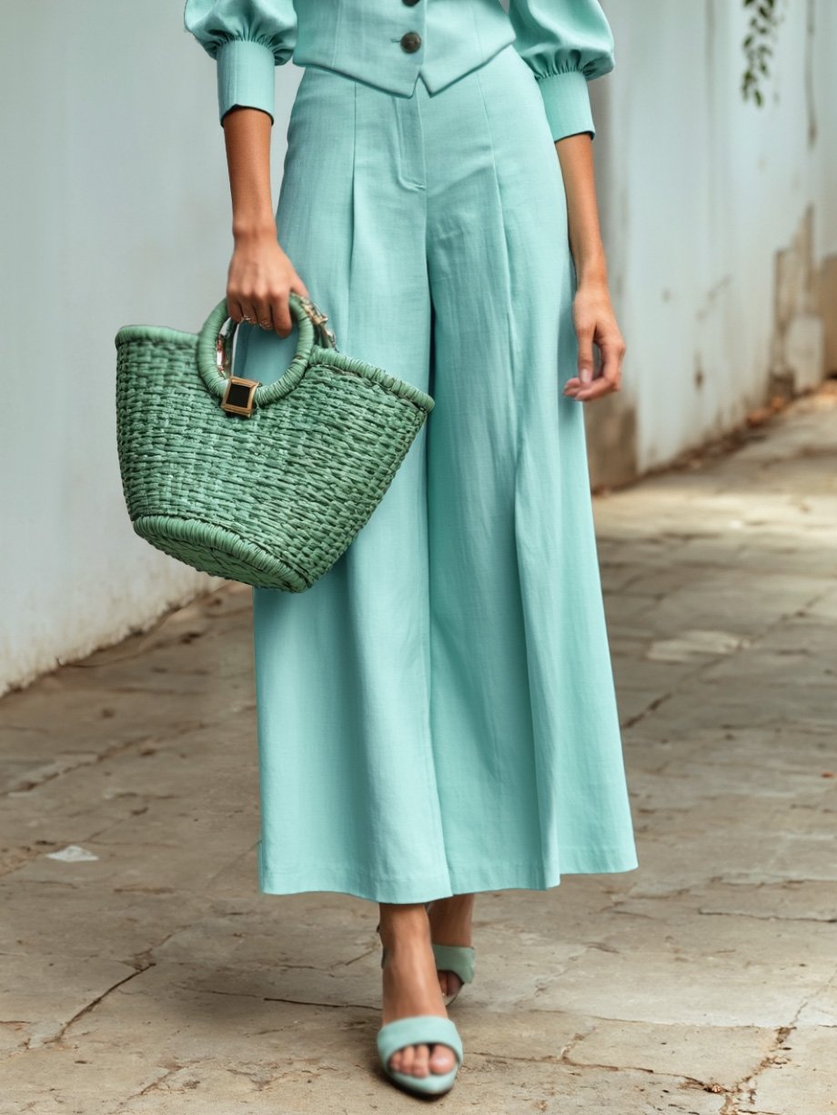 Cotton Pants, Plain, Pocket Design, Vintage, mint