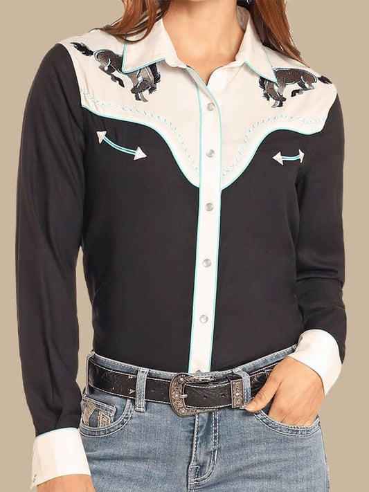 Women's Casual Loose Fit Western Style Horse Print Shirt