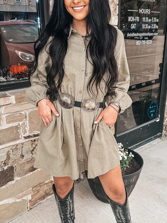 Khaki Shirt Dress