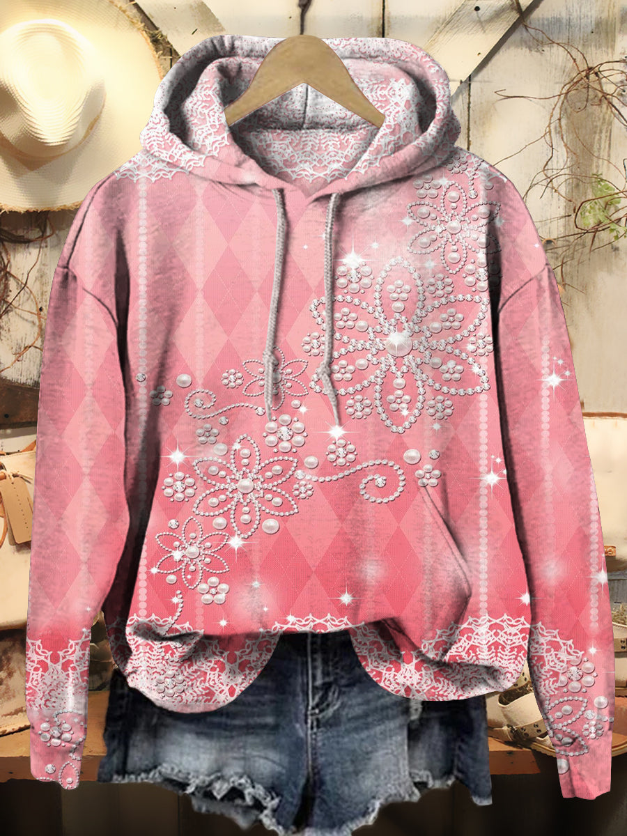 Women's Winter Snowflakes Print Casual Hooded Sweatshirt