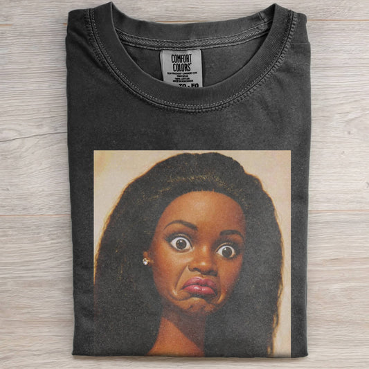 DOLL FACE MEME TERRIFIED BLACK GIRL TEE