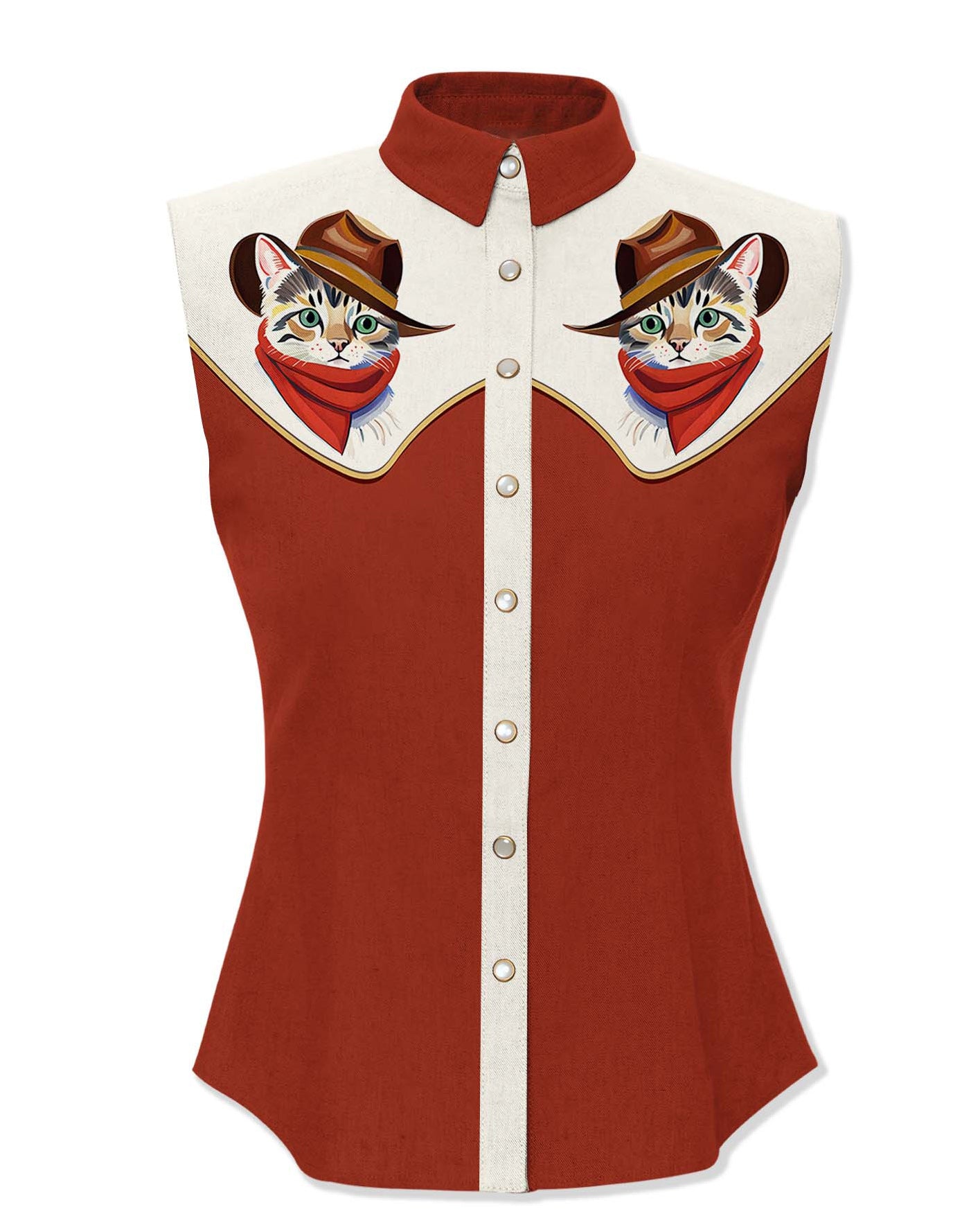 Western Cowcat 100% Cotton 100% Cotton Sleeveless Shirt