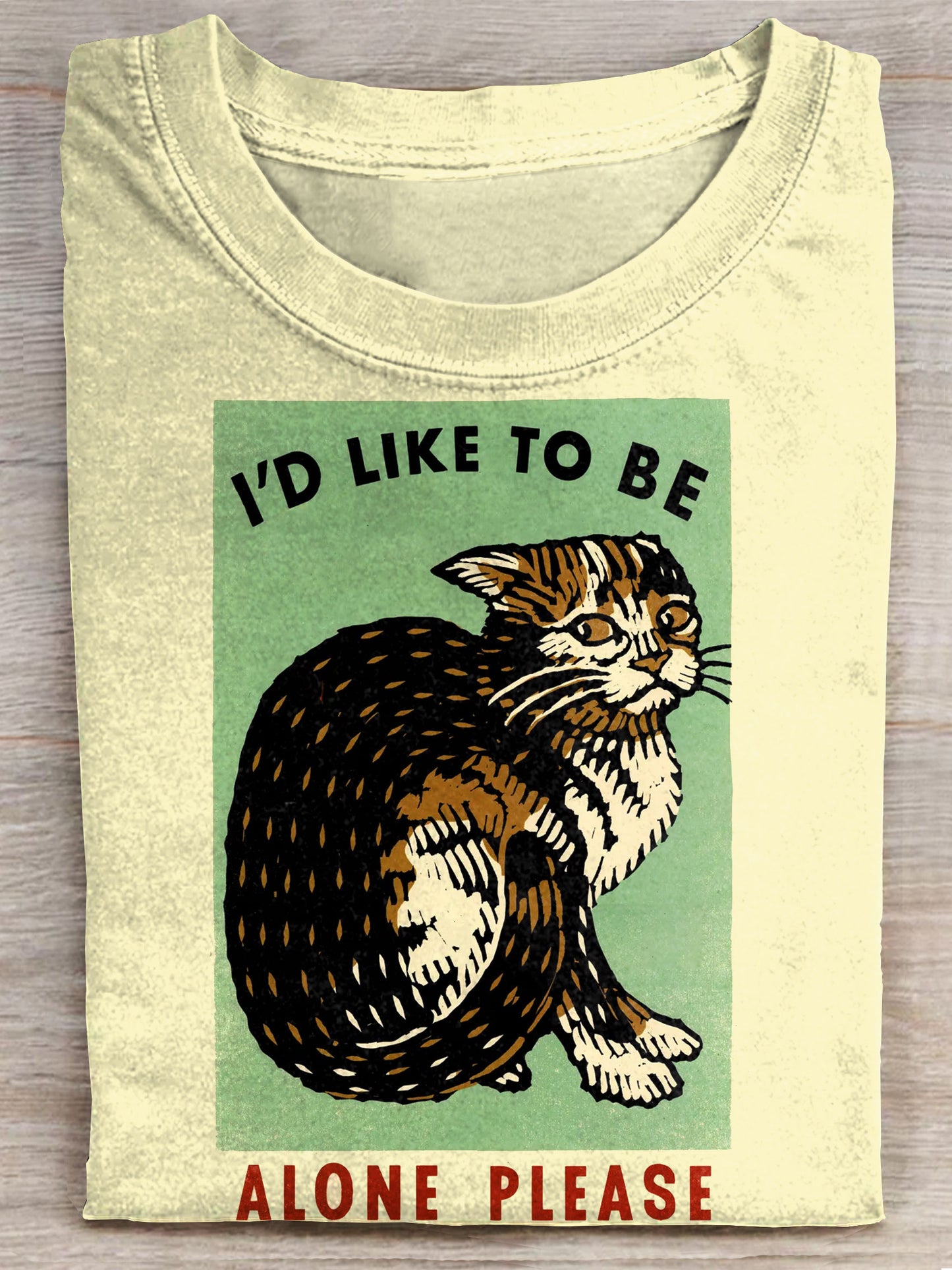 Alone Please Vintage Cat  Art Print Casaul Short Sleeve T-shirt