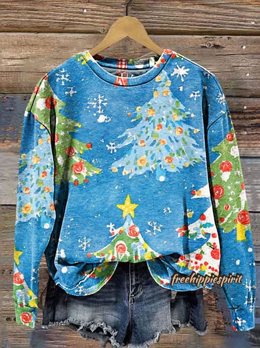 Christmas Tree Art Print Casual Sweatshirt