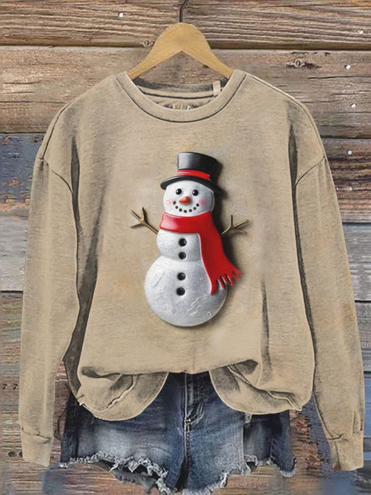 Christmas Snowman Art Print Casual  Sweatshirt