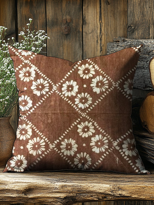 Retro Geometric Floral Print Pillow