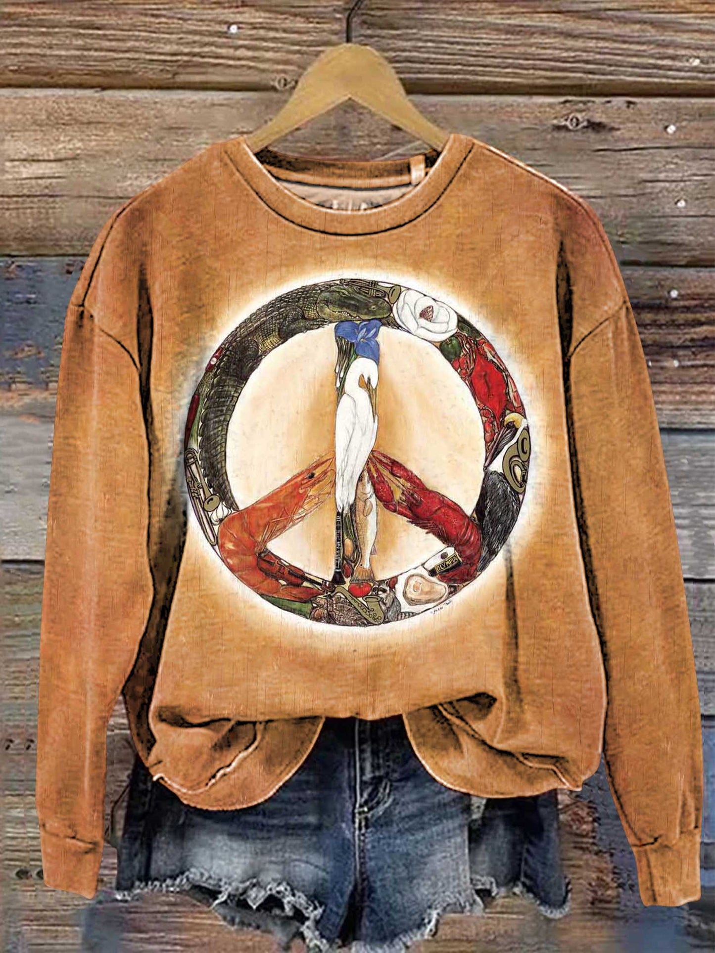 Retro Hippie Peace Sign Love and Peace Casual Sweatshirt