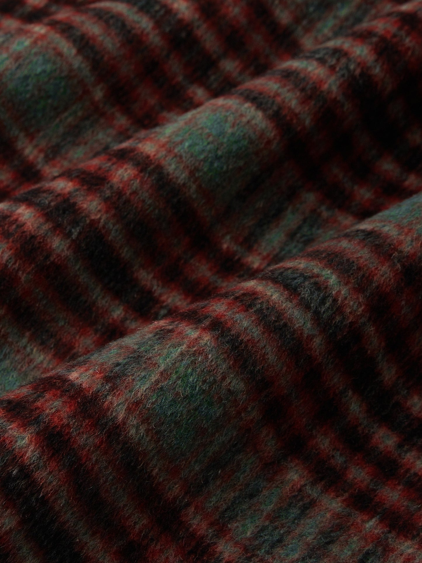 Wool Coat, Long Sleeves, Lapel Collar, Plaid, Belt Design, Vintage, Crimson