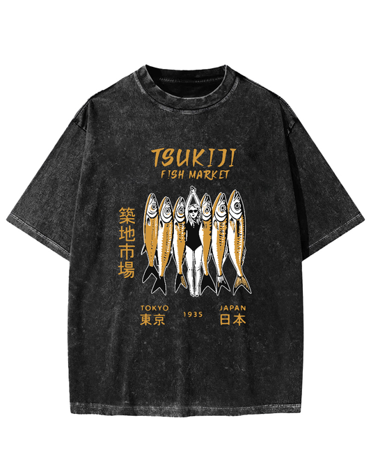 Tokyo Seafood Tsukiji Market Vintage Washed T-shirt
