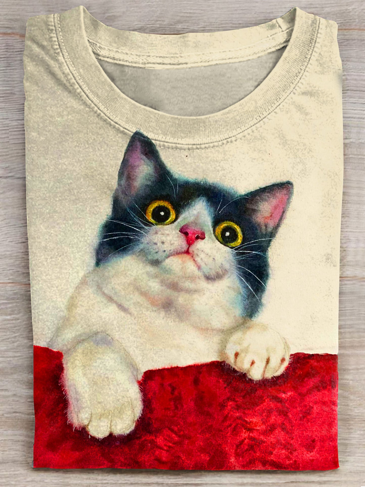 Adorable Cat Appears Art Print Casaul Short Sleeve T-shirt