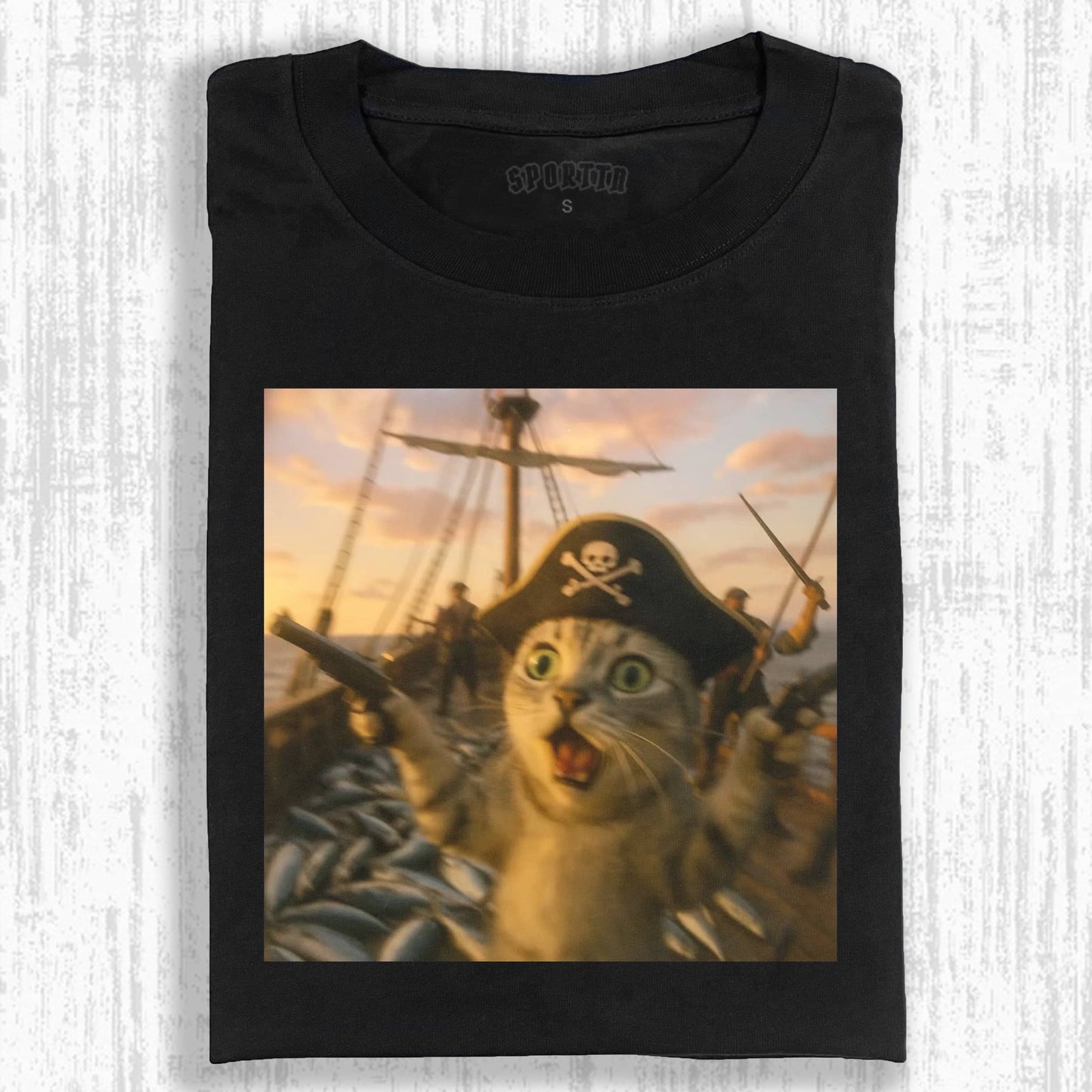 WACKY CAT TEE. 7.5
