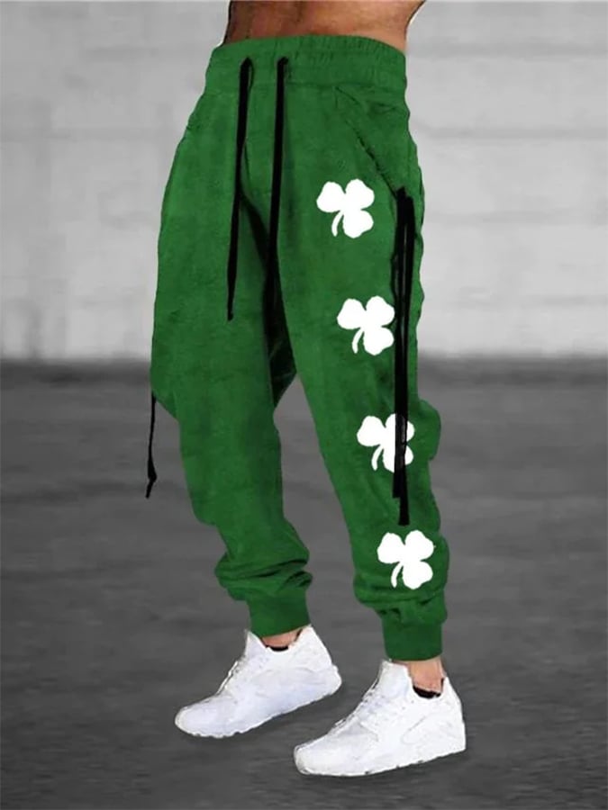 Men's St. Patrick's Day Shamrock Print Casual Pants