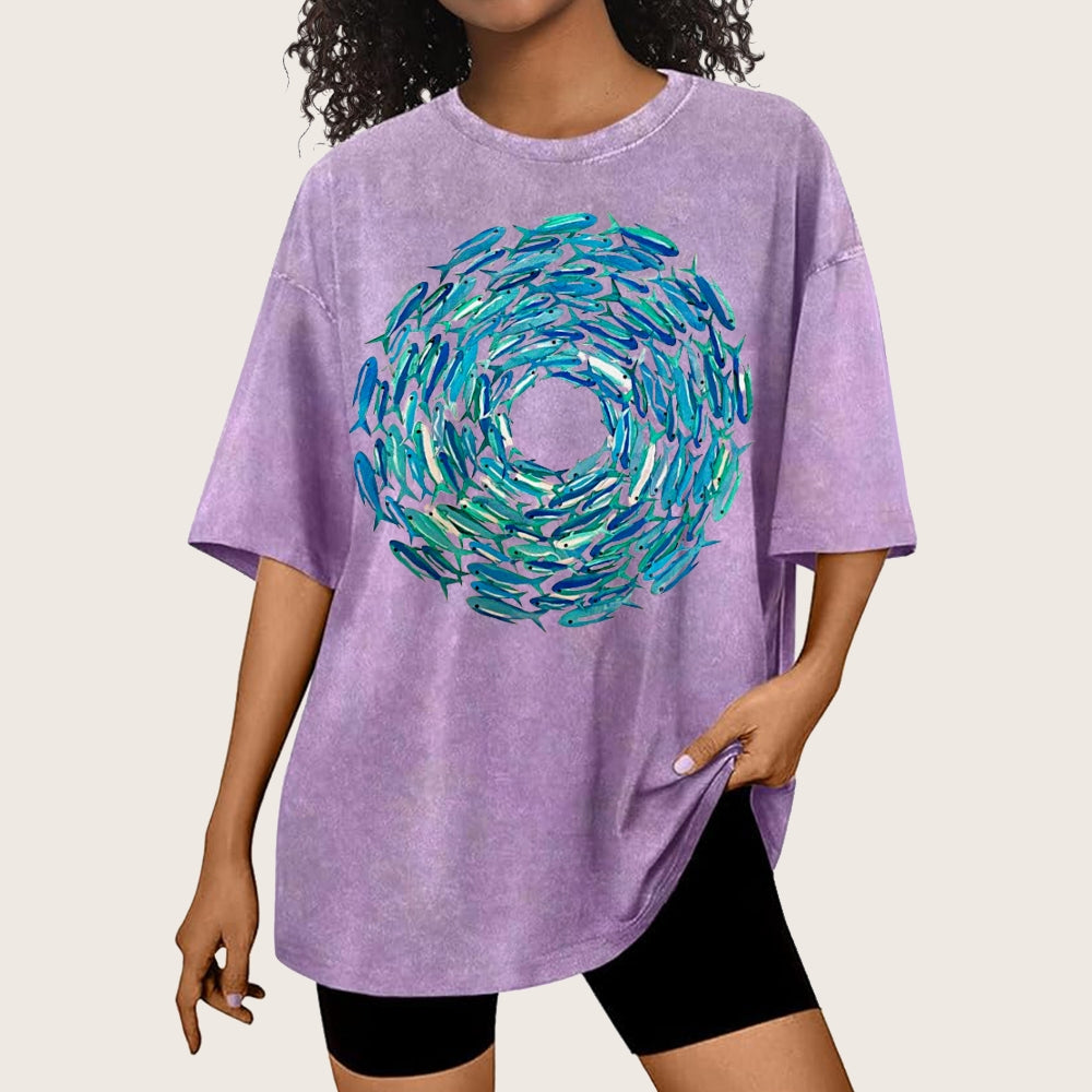 Circle Fishes Unisex Vintage Washed Tee