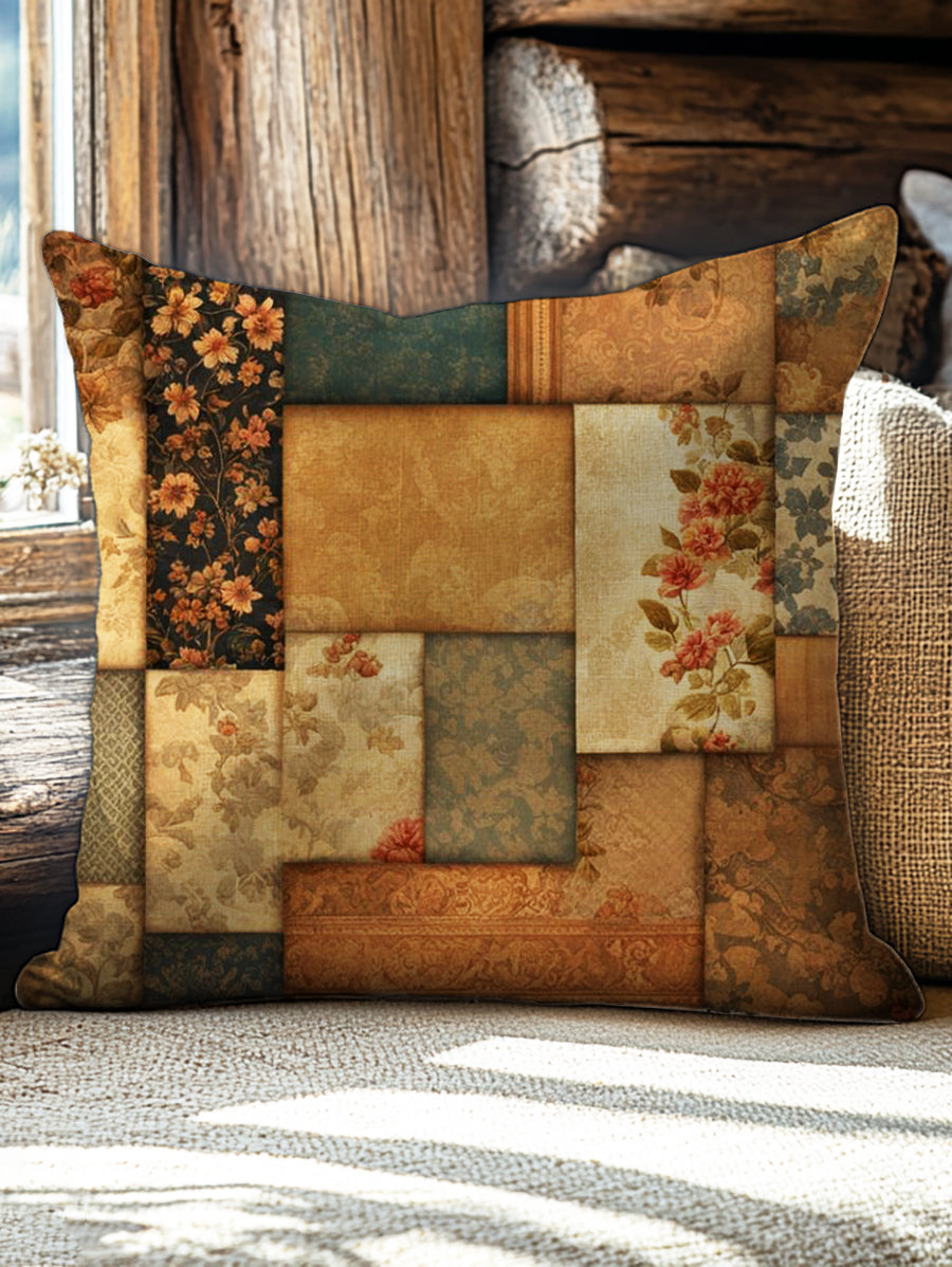 Vintage Floral Patchwork Art Print Casual Pillow