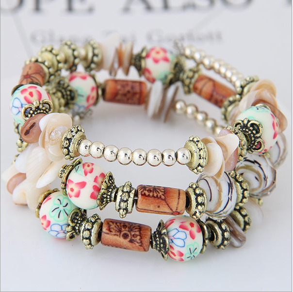 Ladies Retro Tassel Round Bead Creative Multilayer Bracelet