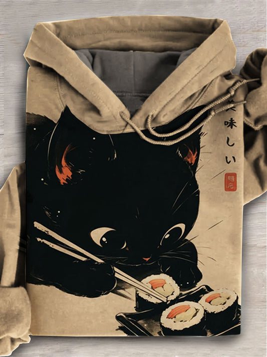 Cat Art Print Casual Hoodie Sweatshirt