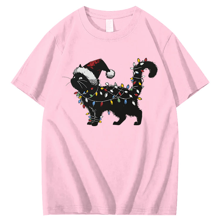 Cute Cat Christmas 100% Cotton T-Shirt