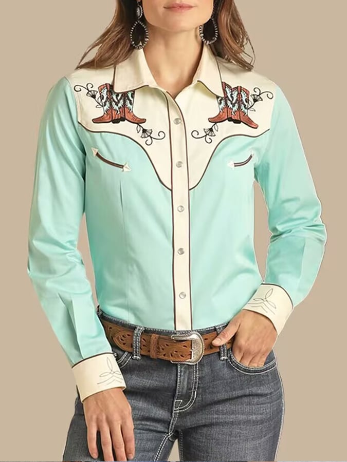 Women's Casual Loose Fit Western Style Horse Print Shirt