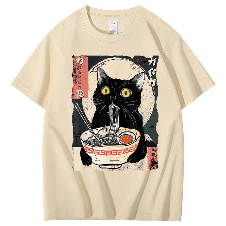 Ramen Cat Japanese Art 100% Cotton T-Shirt