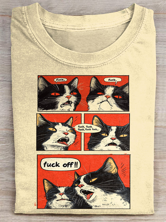 Funny Cat Art Print Casaul Short Sleeve T-shirt