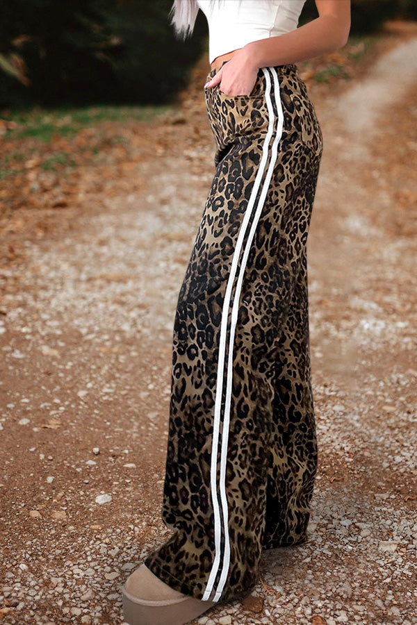 Vintage Leopard Print Stripe Pants