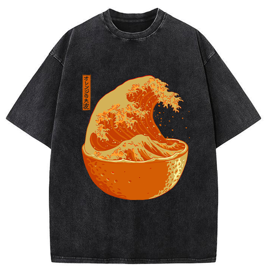 The Great Wave Off Orange Washed T-Shirt