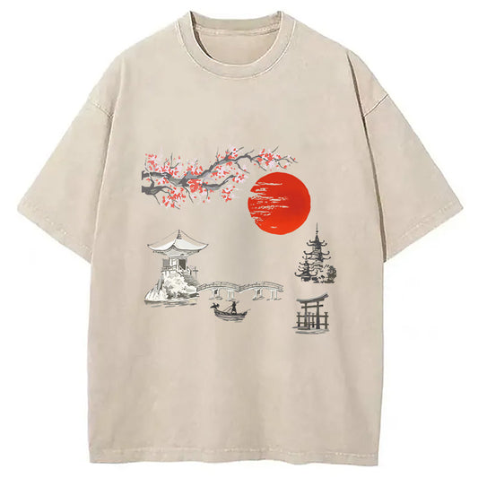 Japanese temple Washed T-Shirt