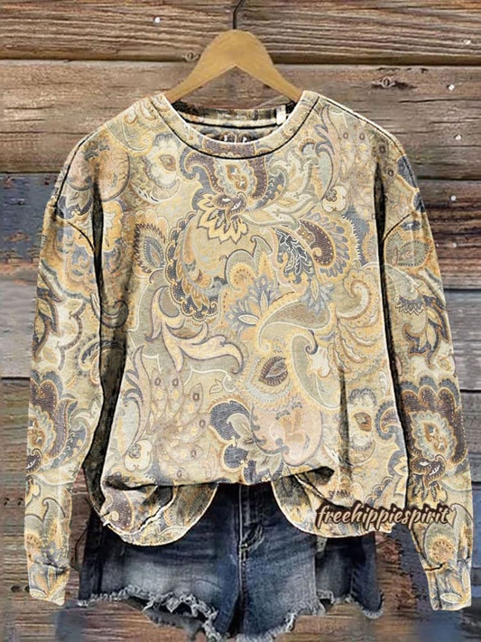 Vintage Floral Pattern Art Pattern Print Casual Sweatshirt