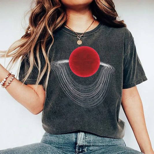 Unisex Planet Aperture Printed Washed Tee
