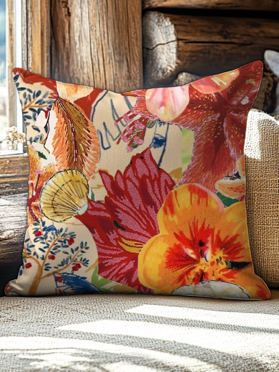 Vintage Floral Art Print Pillow