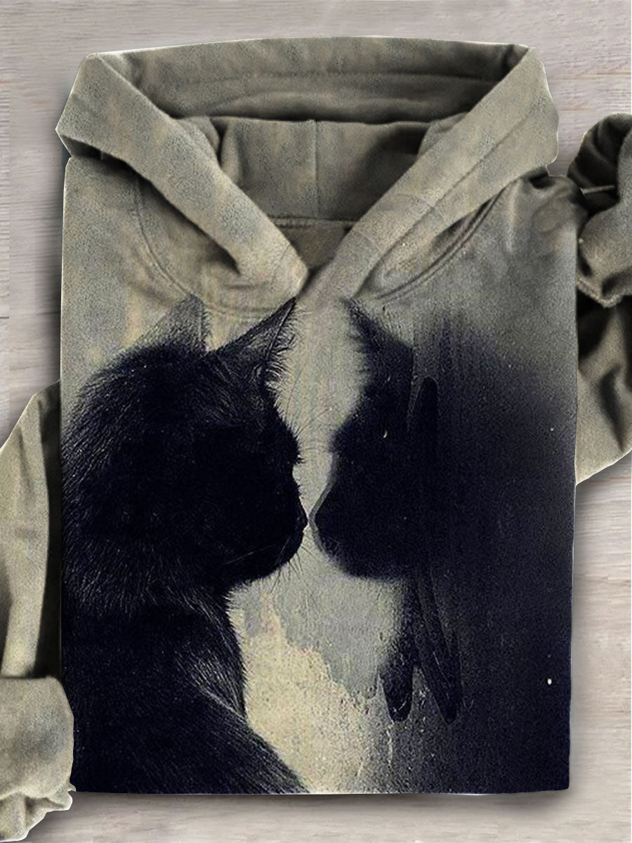 Cat Print Casual Sweatshirt