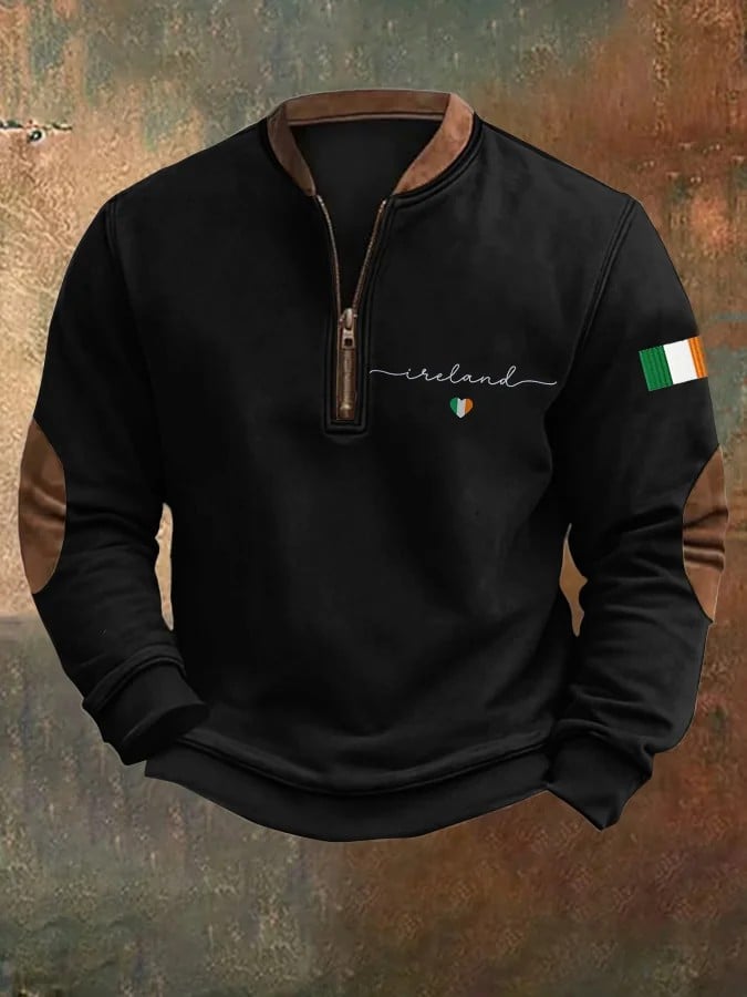 Men's Ireland Art Print Zip Collar Sweatshirt