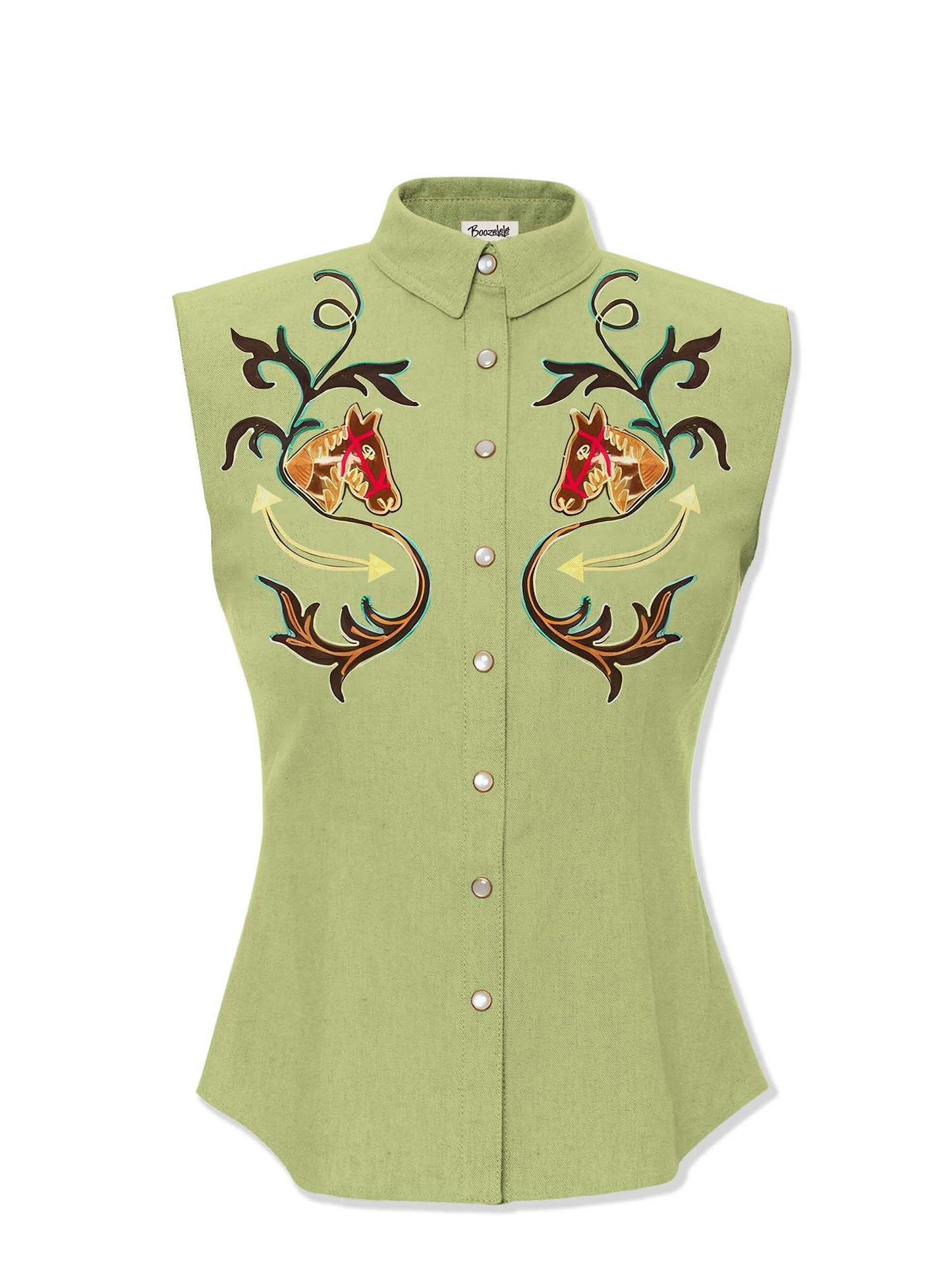 Western Vintage Flower And Horse - 100% Cotton Sleeveless Shirt