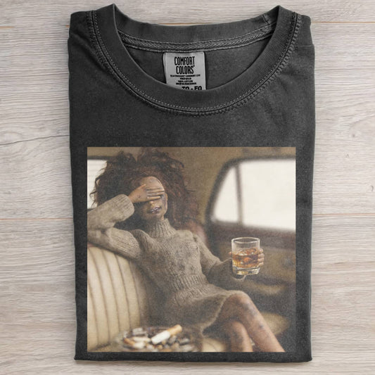 BLACK DOLL FACE HANGOVER POV TEE