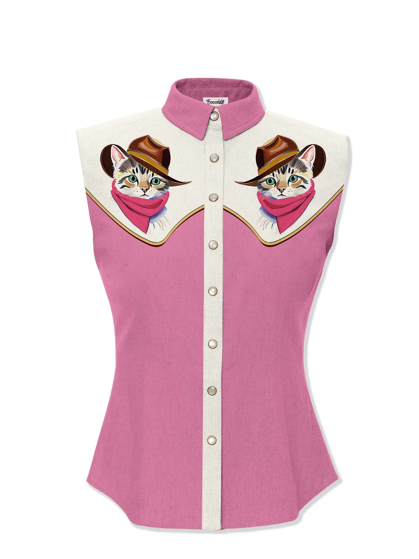 Western Cowcat - 100% Cotton Sleeveless Shirt