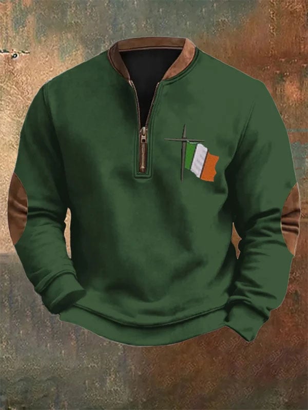 Men's St. Patrick's Day Cross Zip-Up Sweatshirt