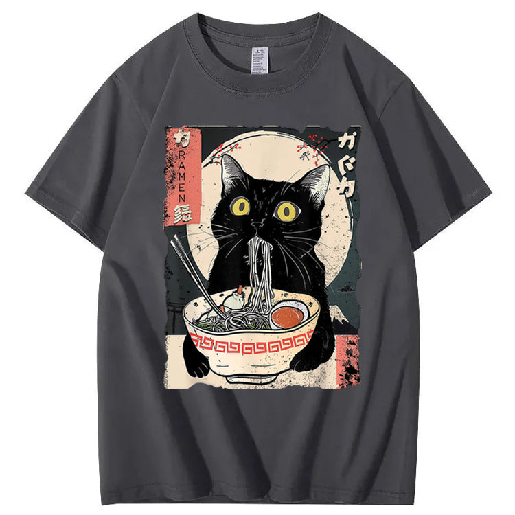 Ramen Cat Japanese Art 100% Cotton T-Shirt