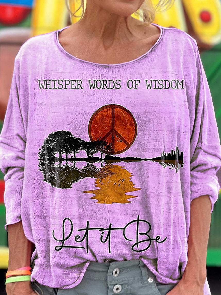 Women's Hippie Whisper Words Of Wisdom Print Casual Long Sleeve T-shirt