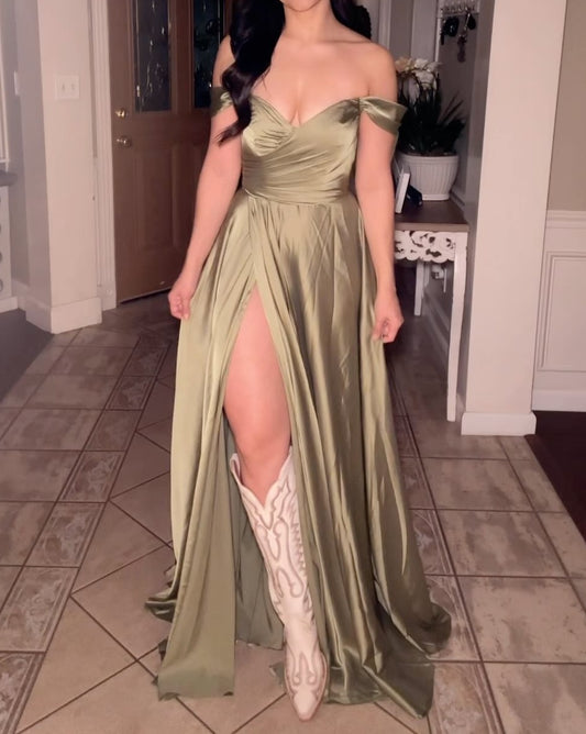 Sexy Off Shoulder Slit Dress